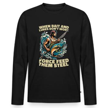 Spearfishing When Bait And Lures Loves Freedive - Männer Premium Bio Langarmshirt - Schwarz - Vorne - Nico (187cm)