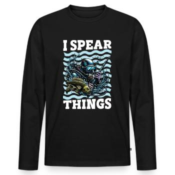 Spearfishing I Spear Things Freedive Spearfisher - Männer Premium Bio Langarmshirt - Schwarz - Vorne - Nico (187cm)