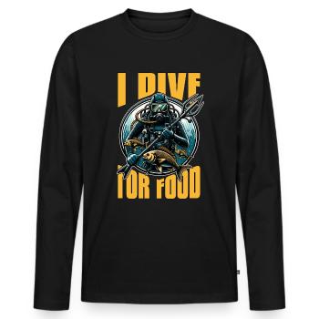 Spearfishing I Dive For Food Fishing Enthusiast - Men's Premium Organic Long Sleeve Shirt - black - Front - Nico (187cm)
