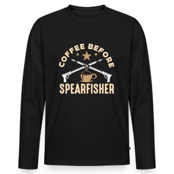 Café de chasse sous-marine avant l’apnée Amateur de café - T-shirt manches longues Premium bio Homme - noir - Devant - Nico (187cm)