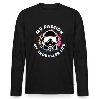 Snorkeling My Passion My Snorkeler Water Sports - Männer Premium Bio Langarmshirt - Schwarz - Vorne - Nico (187cm)