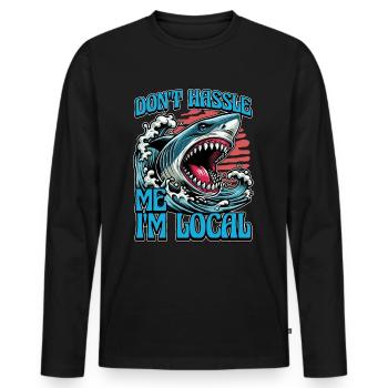 Passionné de requins, ne me harcèle pas, biologiste marin - T-shirt manches longues Premium bio Homme - noir - Devant - Nico (187cm)