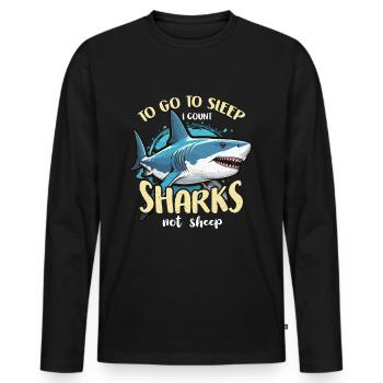 Chasse au requin pour s’endormir I Chasse aux fossiles - T-shirt manches longues Premium bio Homme - noir - Devant - Nico (187cm)