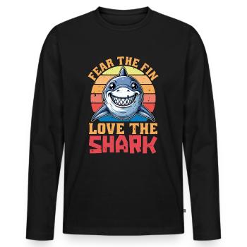 Shark Enthusiast Fear The Fin Marine Biologist - Männer Premium Bio Langarmshirt - Schwarz - Vorne - Nico (187cm)