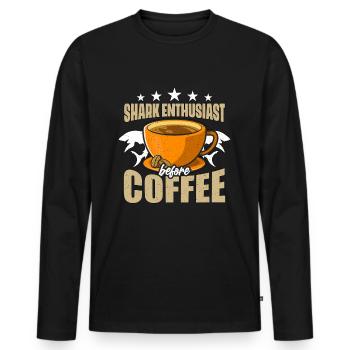 Shark Enthusiast Before Marine Life Coffee Lover - Men's Premium Organic Long Sleeve Shirt - black - Front - Nico (187cm)