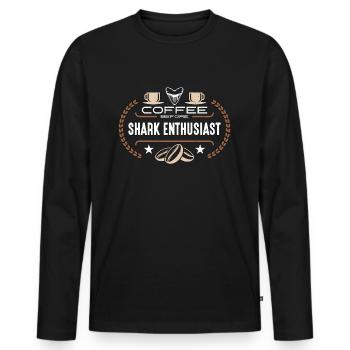 Shark Enthusiast Coffee Oceanologist Coffee Lover - Men's Premium Organic Long Sleeve Shirt - black - Front - Nico (187cm)