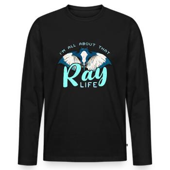 Manta Rays I'm All About That Ray Life Freediving - Männer Premium Bio Langarmshirt - Schwarz - Vorne - Nico (187cm)
