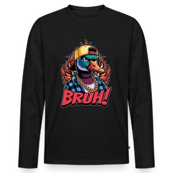 Mallard Duck Bruh Water Bird Duck Hunter Waterfowl - Men's Premium Organic Long Sleeve Shirt - black - Front - Nico (187cm)