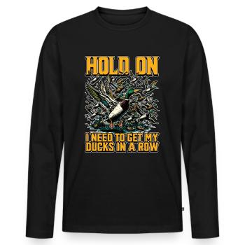 Mallard Duck Hold On I Need To Get Water Bird - Men's Premium Organic Long Sleeve Shirt - black - Front - Nico (187cm)