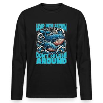 Whale Watching Leap Into Action Marine Biologist - Männer Premium Bio Langarmshirt - Schwarz - Vorne - Nico (187cm)