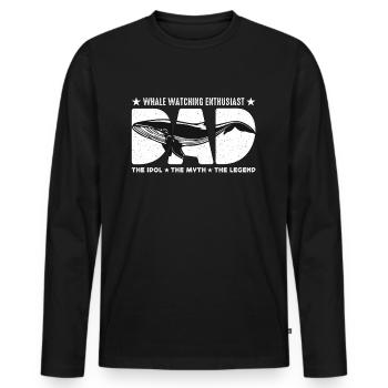Passionné d’observation des baleines papa le biologiste marin - T-shirt manches longues Premium bio Homme - noir - Devant - Nico (187cm)