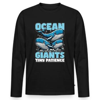 Whale Watching Ocean Giants Tiny Marine Animal - Männer Premium Bio Langarmshirt - Schwarz - Vorne - Nico (187cm)