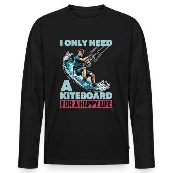 Kiteboarding I Only Need A Kiteboarding Surfing - Männer Premium Bio Langarmshirt - Schwarz - Vorne - Nico (187cm)