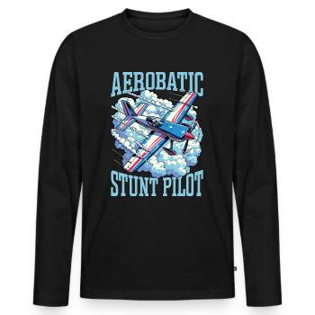 Le pilote de voltige aérienne adore les manœuvres de voltige - T-shirt manches longues Premium bio Homme - noir - Devant - Nico (187cm)