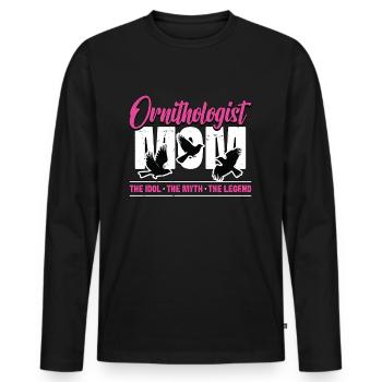 Ornithologue Maman L’idole Le mythe Ornithologue Ornithologue - T-shirt manches longues Premium bio Homme - noir - Devant - Nico (187cm)