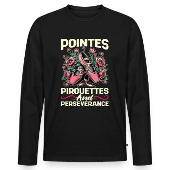 Ballet Pointes Pirouettes And Ballet Music Lover - Men's Premium Organic Long Sleeve Shirt - black - Front - Nico (187cm)