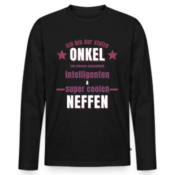 Neffe Onkel Geschenk - Männer Premium Bio Langarmshirt - Schwarz - Vorne - Nico (187cm)