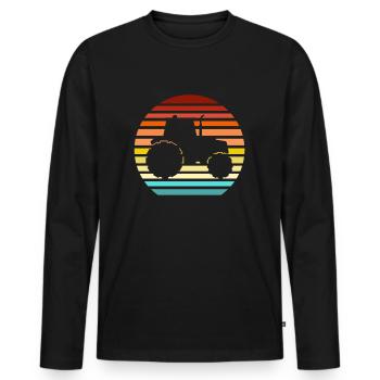 Retro Traktor Traktorfahrer Trecker Schlepper - Männer Premium Bio Langarmshirt - Schwarz - Vorne - Nico (187cm)
