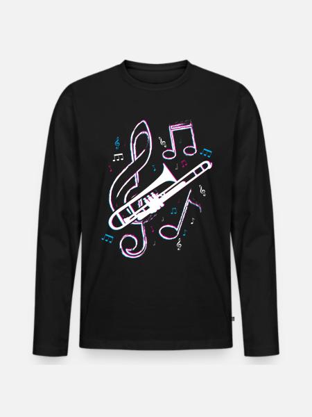 Posaune Musik Orchester - Männer Premium Bio Langarmshirt - Schwarz