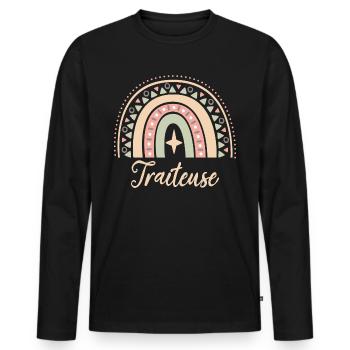 Cadeau Traiteuse. Boho Rainbow traiteuse. - T-shirt manches longues Premium bio Homme - noir - Devant - Nico (187cm)