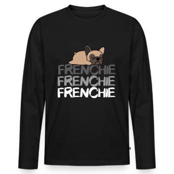 Bouledogue français - T-shirt manches longues Premium bio Homme - noir - Devant - Nico (187cm)