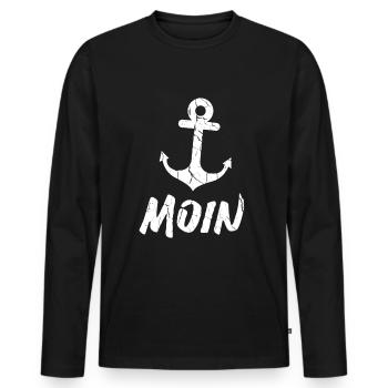 Anker Moin - T-shirt manches longues Premium bio Homme - noir - Devant - Nico (187cm)