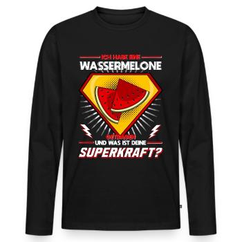 Ich habe eine Wassermelone getragen - Superkraft - Männer Premium Bio Langarmshirt - Schwarz - Vorne - Nico (187cm)