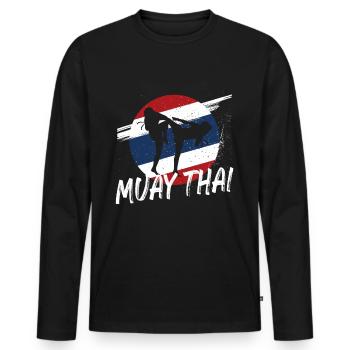 Muay Thai - T-shirt manches longues Premium bio Homme - noir - Devant - Nico (187cm)