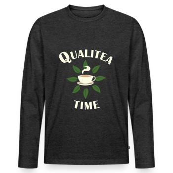 Détente au thé de qualité - T-shirt manches longues Premium bio Homme - anthracite chiné - Devant - Nico (187cm)