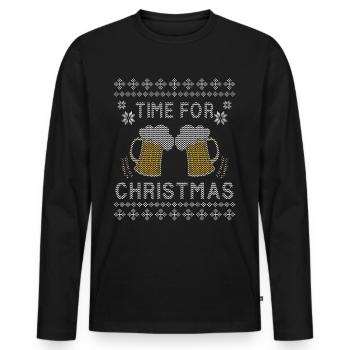 bière de Noël laide - T-shirt manches longues Premium bio Homme - noir - Devant - Nico (187cm)