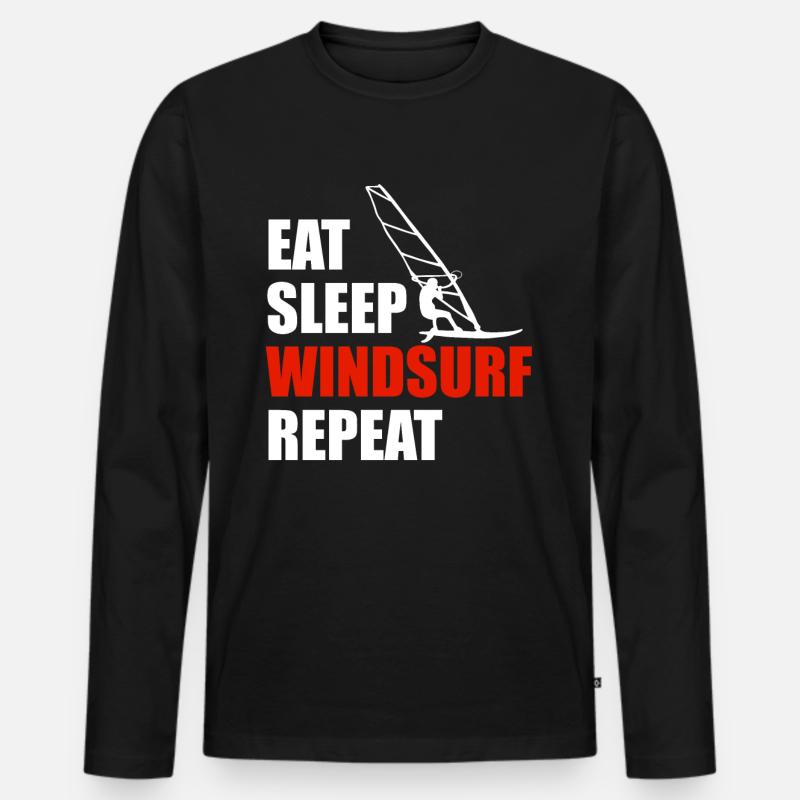 Windsurfer Windsurfen Geschenkidee - Männer Premium Bio Langarmshirt - Schwarz