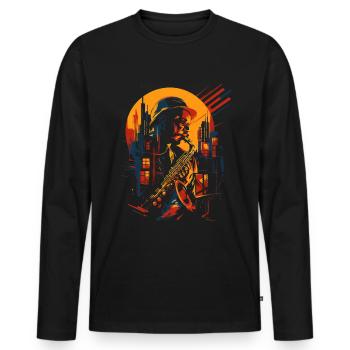 Jazz, Saxophonist - Männer Premium Bio Langarmshirt - Schwarz - Vorne - Nico (187cm)