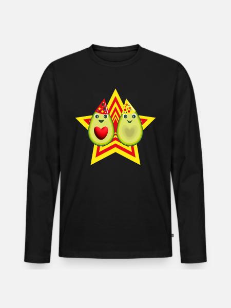 Avocado Liebe mit Stern. - Männer Premium Bio Langarmshirt - Schwarz