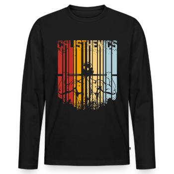 Vintage Calisthenics - Männer Premium Bio Langarmshirt - Schwarz - Vorne - Nico (187cm)