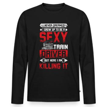 Sexy train driver - Männer Premium Bio Langarmshirt - Schwarz - Vorne - Nico (187cm)