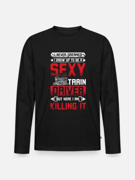 Sexy train driver - Männer Premium Bio Langarmshirt - Schwarz