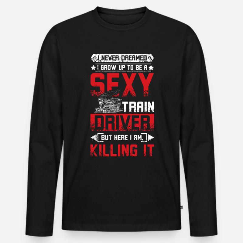 Sexy train driver - Männer Premium Bio Langarmshirt - Schwarz