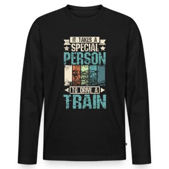 Cool train driver - Men's Premium Organic Long Sleeve Shirt - black - Front - Nico (187cm)