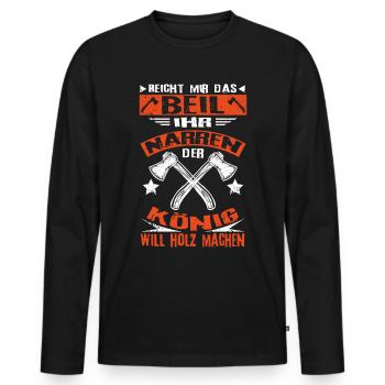 Holz Machen Axt Beil - Männer Premium Bio Langarmshirt - Schwarz - Vorne - Nico (187cm)