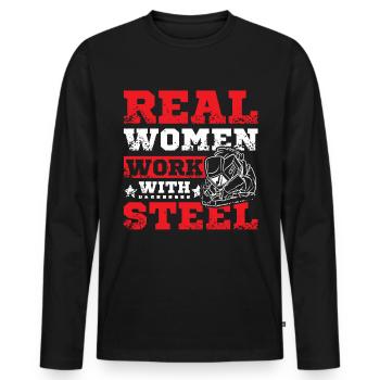femmes soudeuses - T-shirt manches longues Premium bio Homme - noir - Devant - Nico (187cm)