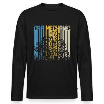 Vintage Retro Car Mechanic - Men's Premium Organic Long Sleeve Shirt - black - Front - Nico (187cm)