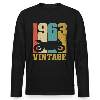 1963 motorcycle vintage - Men's Premium Organic Long Sleeve Shirt - black - Front - Nico (187cm)