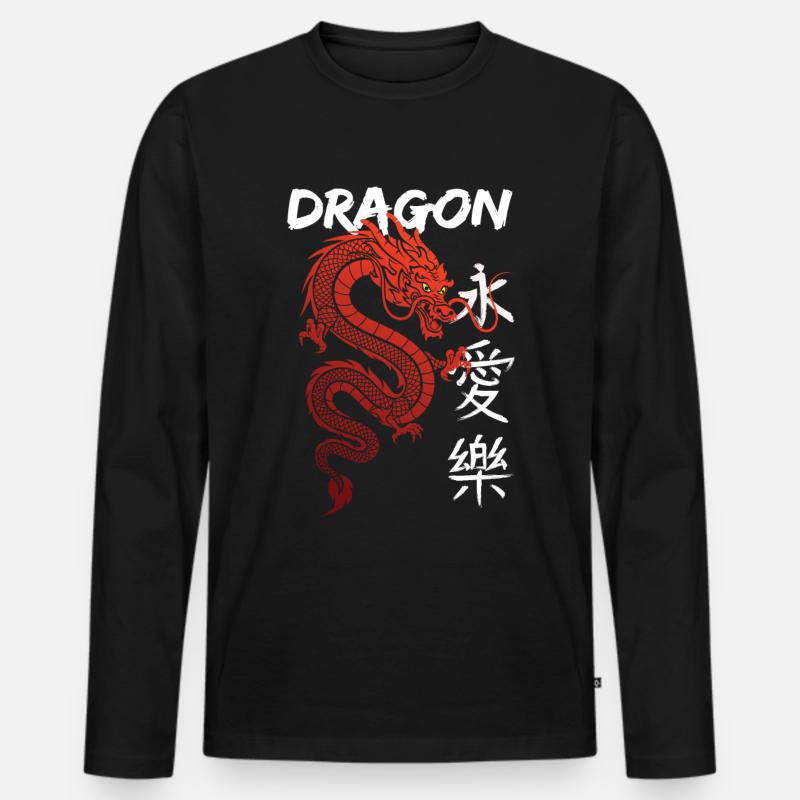 Dragon - Männer Premium Bio Langarmshirt - Schwarz