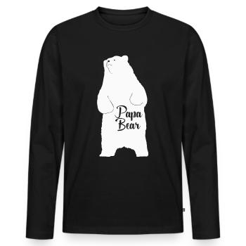 Papa Bär Vater Eisbär Geschenk - Männer Premium Bio Langarmshirt - Schwarz - Vorne - Nico (187cm)