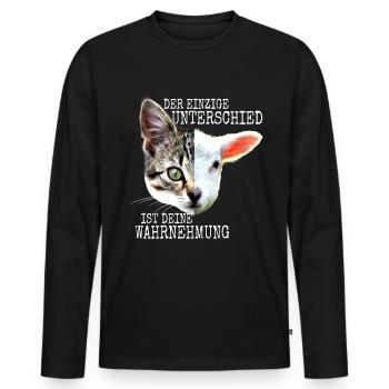 Der Unterschied Ist Deine Wahrnehmung Vegan Katzen - Männer Premium Bio Langarmshirt - Schwarz - Vorne - Nico (187cm)