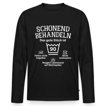 Schonend Behandeln Neunzig Geschenk 90. Geburtstag - Männer Premium Bio Langarmshirt - Schwarz - Vorne - Nico (187cm)