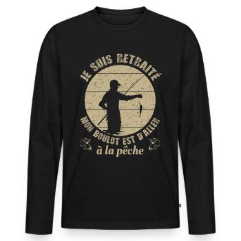 Ich bin rentner. Ich muss angeln. - Männer Premium Bio Langarmshirt - Schwarz - Vorne - Nico (187cm)