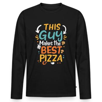 Pizzaiolo This Guy Makes The Best Pizza Amour - T-shirt manches longues Premium bio Homme - noir - Devant - Nico (187cm)