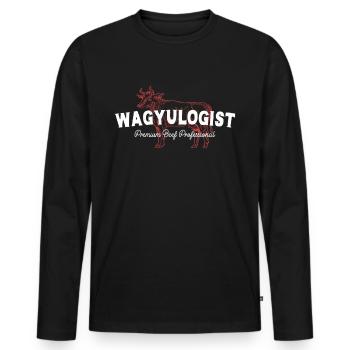 Wagyulogist Wagyu Beef GrillMaster Japan Steak - Men's Premium Organic Long Sleeve Shirt - black - Front - Nico (187cm)
