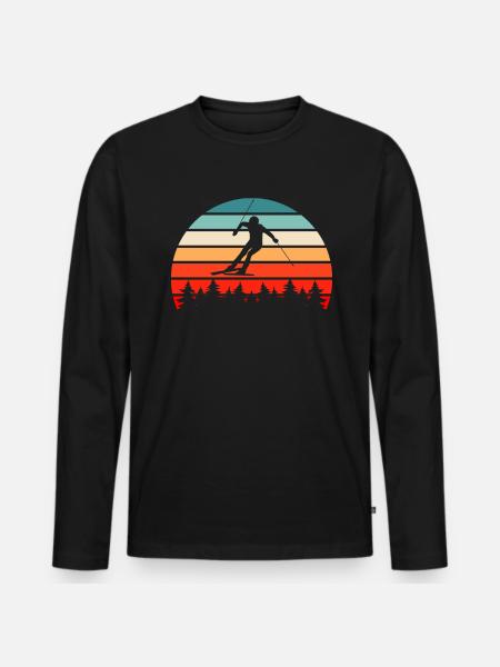 Ski Rétro - T-shirt manches longues Premium bio Homme - noir
